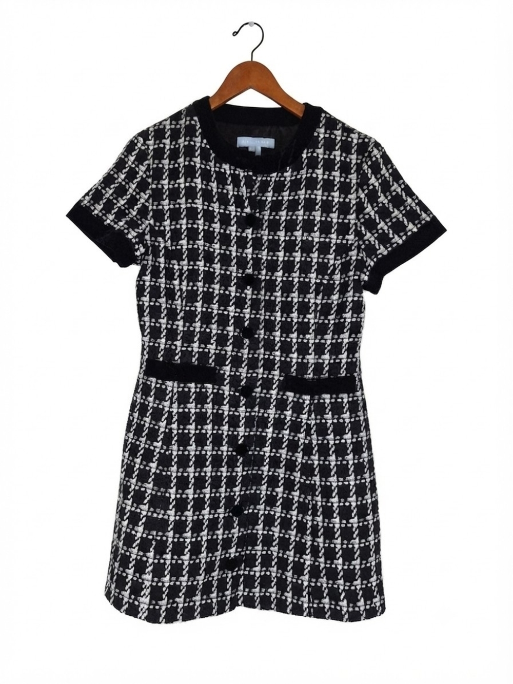 Hill House Black and White Tweed Mini Dress